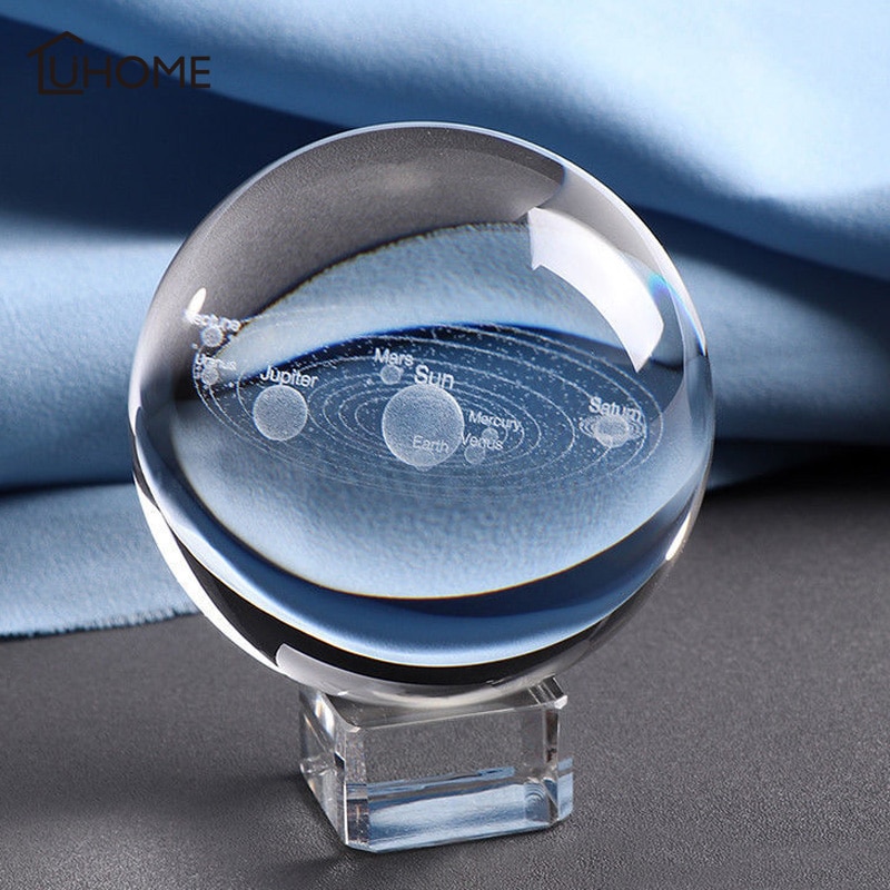 3d aurinkokunta kristallipallo planeetat lasipallo linnunrata maapallo pienoismalli kodin sisustus tähtitiede koriste 6/8cm