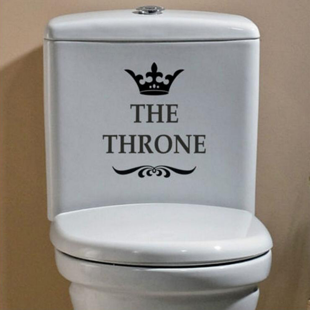 Le trône couronne toilette Stickers muraux drôle noir siège de toilette décalcomanie amovible salle de bain fond Mural décor à la maison fournitures