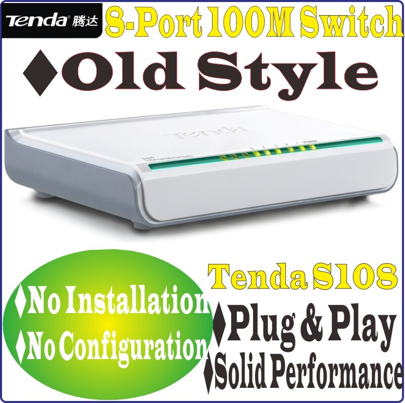 Tenda S108 10/100 Mbps 8-Ports Fast Ethernet Netwerk Schakelaars, 8 poorten 10/100 M Switch voor Kleine Business, geen Kleur Doos
