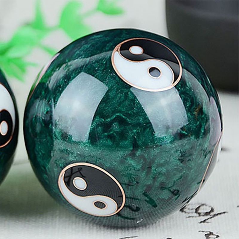 Fitness Hand Balls Carved Tai Chi Pattern Fitness Exercise Stress Ball Tai Chi Ball Cloisonne Craft Collection