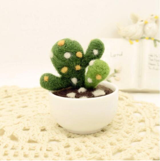 Cactus vlezige plant mini-pot wolvilt wollen borduurset wolvilt naaldvilten decoratie knutselen handwerk diy: En