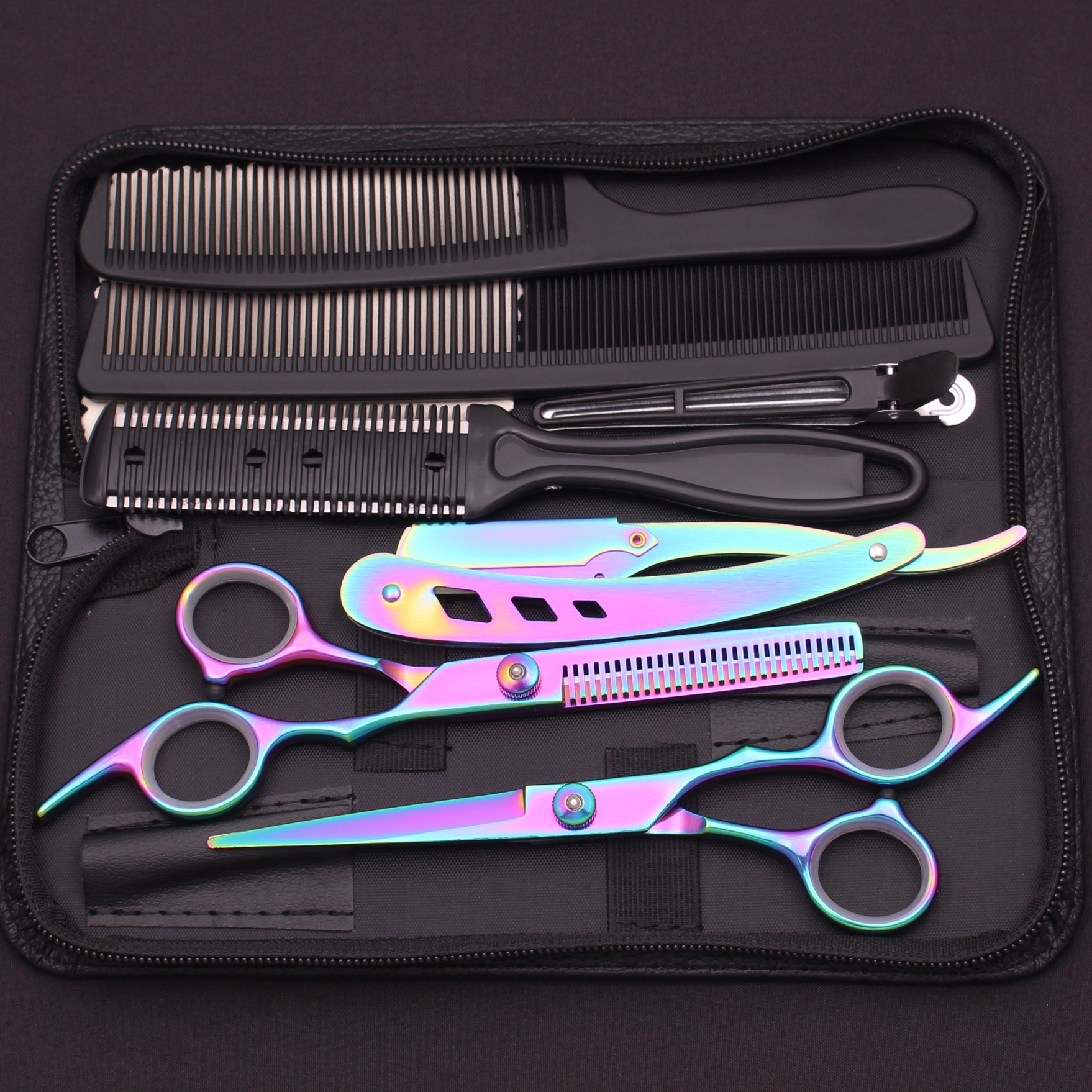 6.0 ''Haar Schaar Roestvrij Knippen Schaar Dunner Kappers Kapsel Kam Scheermessen Set Salon Kapper & Thuis C1001: violet
