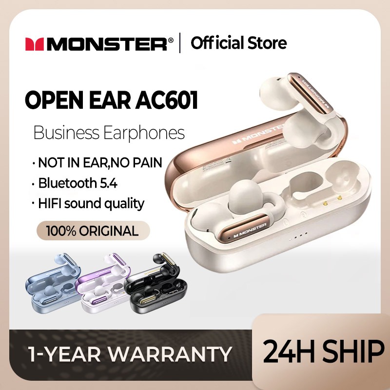 Monster AC601 TWS auriculares Bluetooth estéreo HiFi HD llamada Clip en auriculares reducción de ruido auriculares para juegos deportes al aire libre correr