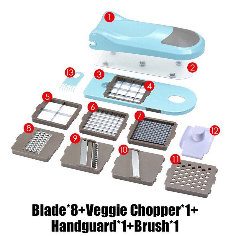 8 & 1 handleiding Ui Chopper Groente Chopper Mandoline Slicer Dicer Met 8 Verwisselbare Bladen Veggie Chopper Cutter Kitchen Tools: Style 2