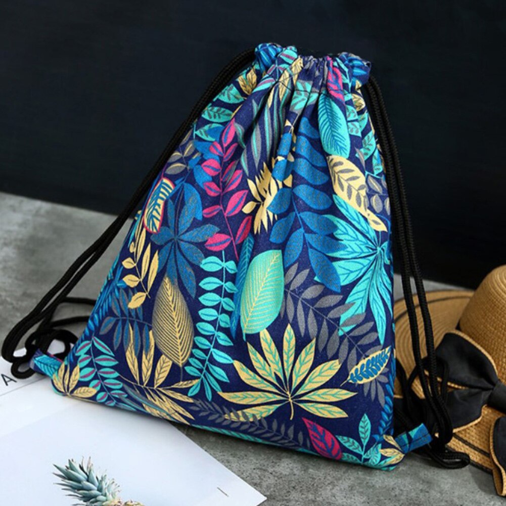 Vrouwen Lichtgewicht Opslag Rugzak Outdoor Tasje Multi Gebruik Bloemenprint Reizen Draagbare Canvas Pouch Organizer Sport