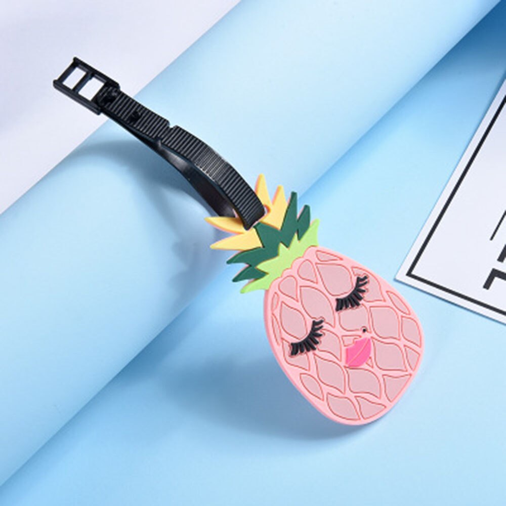 1PCS PVC Luggage Tag Silicone Cartoon Cute Fruits Suitcase Tags Name Address Holder Baggage Boarding Tags Label: 3