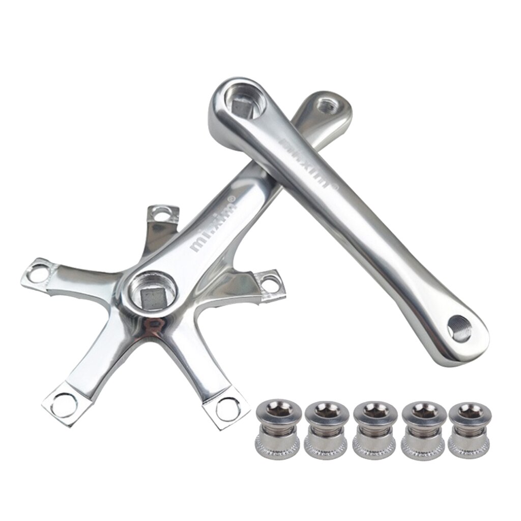 Bielas de bicicleta de montaña de carretera 165mm BCD 130, piñón de manivela de bicicleta de aluminio e instalación, Kit de clavos para 8/9/10 velocidades, disco único/Doble: with 5 Pairs Bolts