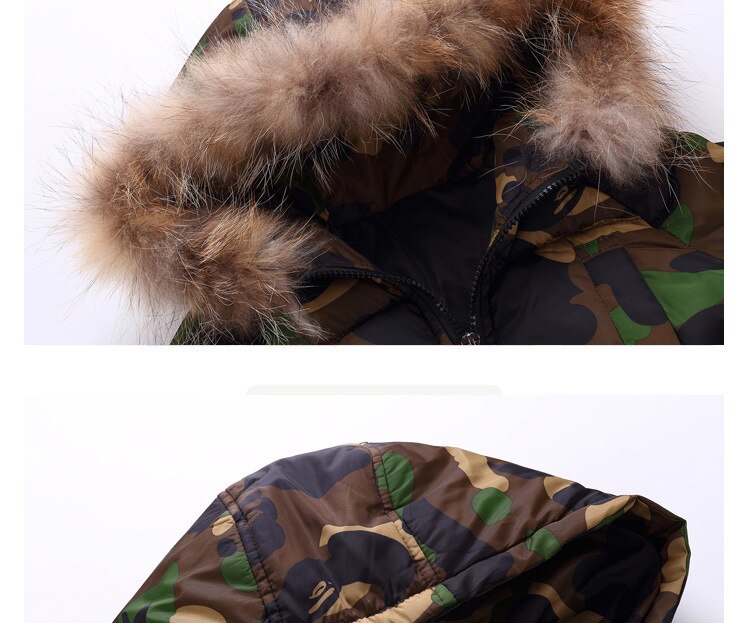 Chaqueta de invierno para niños, ropa cálida de camuflaje de algodón, abrigos largos gruesos, Sudadera con capucha, prendas de vestir, Parka