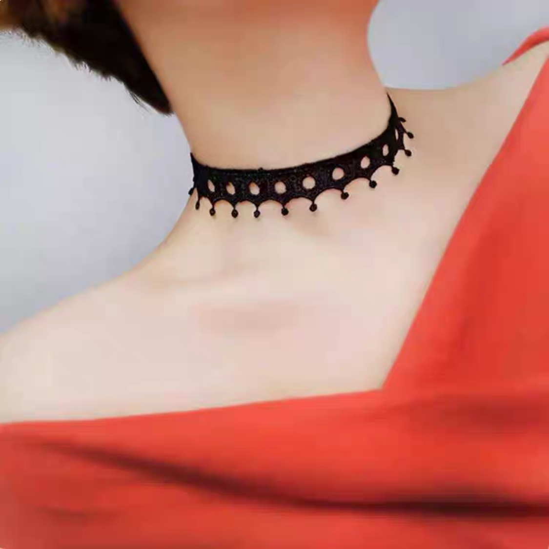 Kant Choker Ketting - Zwart Fluweel Hart Hanger - Gothic Nek Sieraden voor Dames