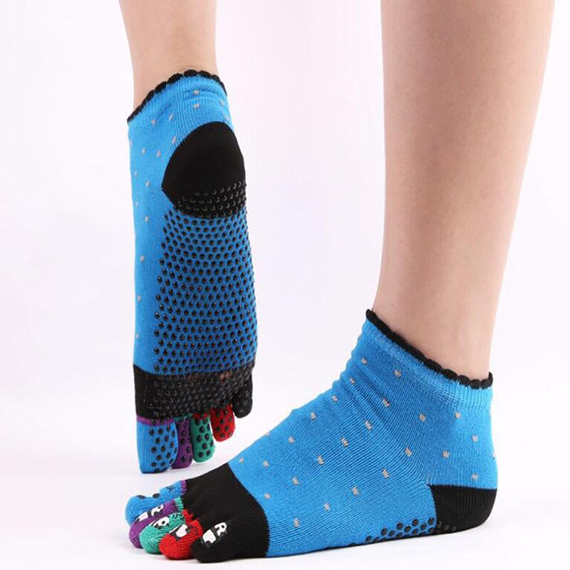 Calcetines de Pilates antideslizantes divertidos de dibujos animados con cinco dedos, calcetines deportivos informales de interior separados para hombre, calcetines de algodón para Yoga para mujer