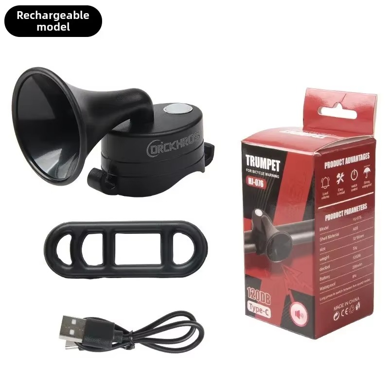 Clacson elettronico per bicicletta Clacson per bici elettrica 120dB Suono di avvertimento forte USB ricaricabile IPX4 Campanello per mountain bike da strada per scooter impermeabile: WHITE