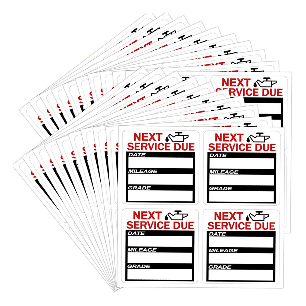 Autocollants de rappel de service d'entretien de vidange d'huile, autocollant de fenêtre, autocollant de voiture attro adhésif, "Next Service Due", 2 "x 2", 80-300 pièces: WHITE