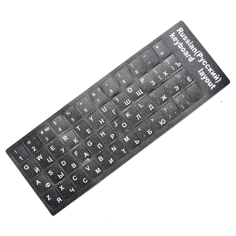 1Pc Russische Standaard Toetsenbord Sticker Layout Duurzaam Alfabet Zwart Met Witte Letters Laptop Desktop Computer Toetsenbord Stickers