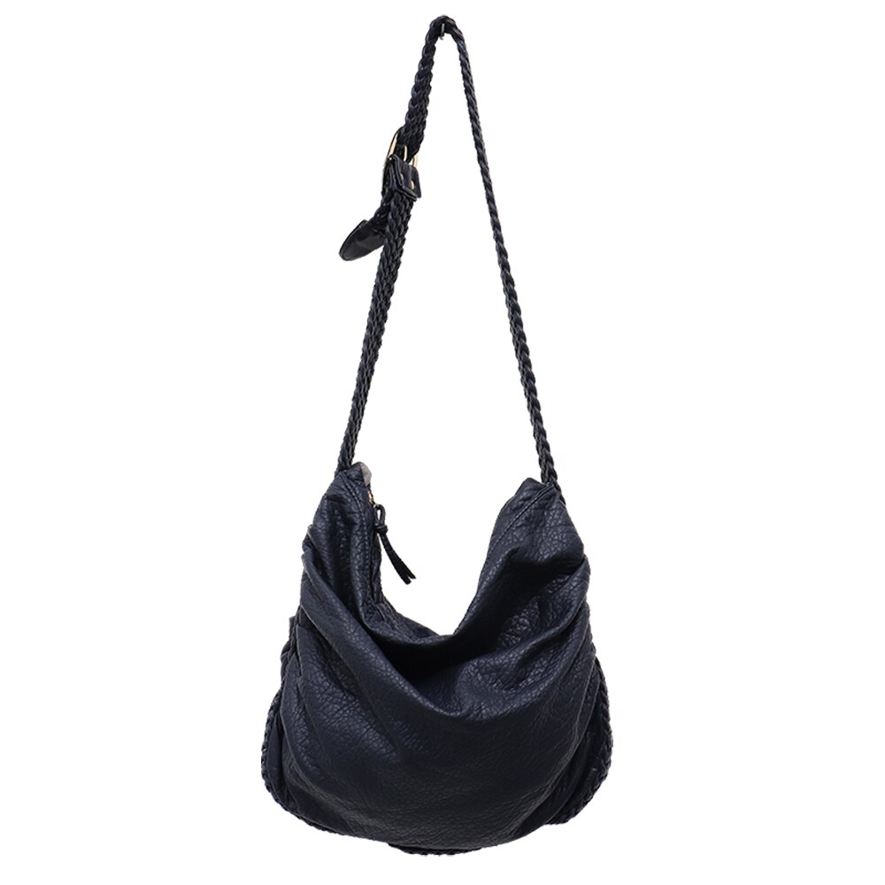 CEZIRA groß Weiche lässig Frauen Taschen Mädchen Waschen PU Leder Schule Handtasche Damen Einstellbar Gewebt Schnalle Gürtel Bote & Schulter tasche: Marine