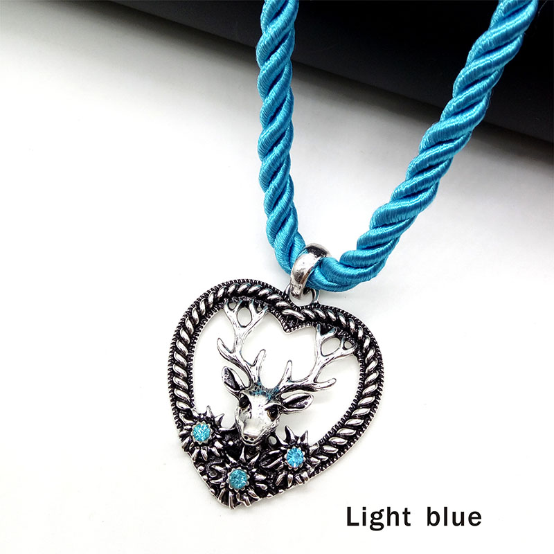 charmant Elch Hirsch Anhänger Halskette Herz bilden Jahrgang Mehrfarbig stränge Seil Halskette Oktoberfest Schmuck: hell Blau
