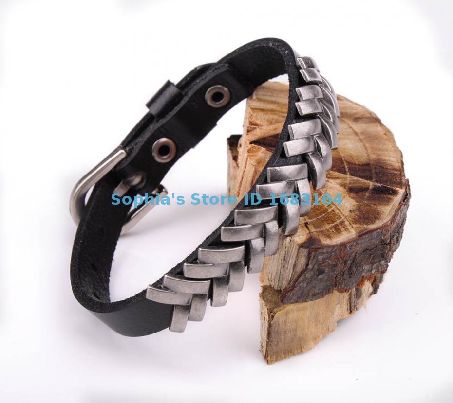 BL35 Schwarz Felsen Punk unisex Frauen Männer Armbinde Metall Besetzt Leder Armbinde Neue