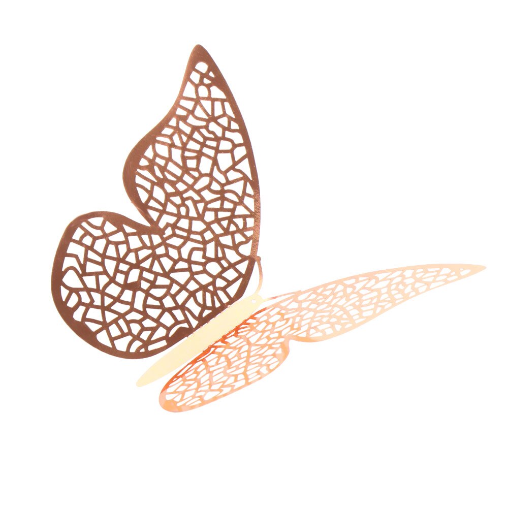 Autocollant mural papillon 3D ajouré, 12 pièces/ensemble, décoration pour mariage, décor de salle pour la maison, pour fenêtre, or argent, Stickers muraux