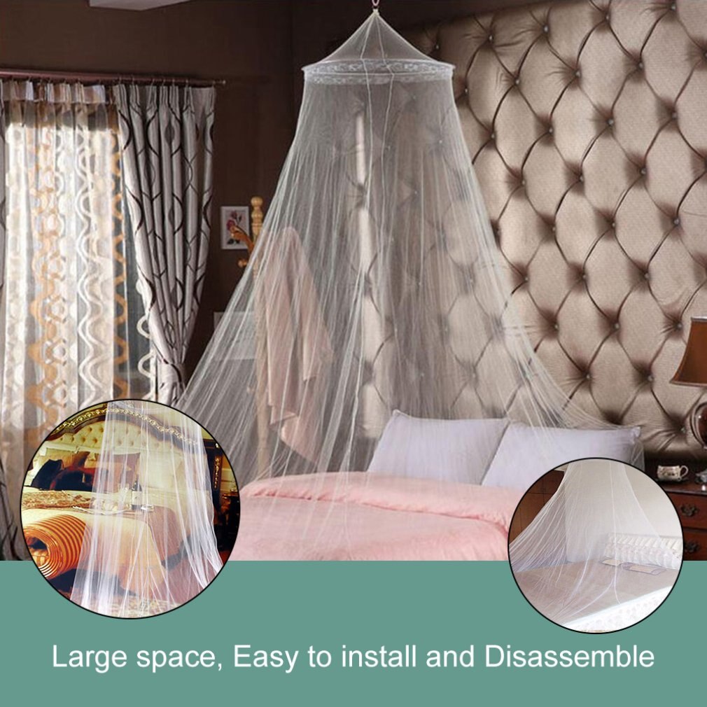 Elegante Klamboe Voor Dubbele Bed Gordijnen Coton Luifel Ronde Lace Insect Netting Netto Dome Polyester Bed Tent