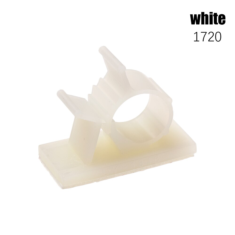 10 stk plastik kabel clips selvklæbende ledning håndtering wire holder organizer klemme fastgørelse skrivebord klemme hvid sort: 1720 hvide