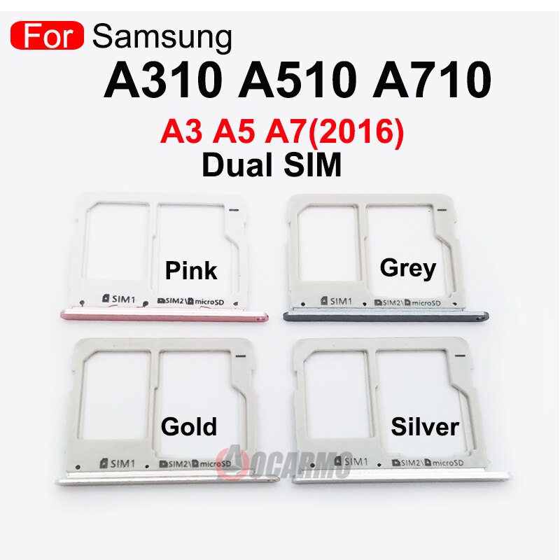 Aocarmo 10 stück dual-sim-micro-sd-kartensteckplatz-leserhalter für samsung galaxy  a3 a5 a7 a310 a510 a710 ersatzteil