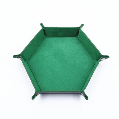 Bandeja para dados hexagonales plegable de cuero PU, soporte para juegos RPG DnD, barra de juegos, mesa, juegos, placa de dados, caja de almacenamiento rodante, Shipper: Green