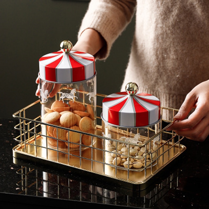Verzegeld Opslag Jar Glas Transparant Koffieboon Graan Container Set Kerst Vochtbestendige Jar Carrousel Glas Voedingsmiddelen Fles