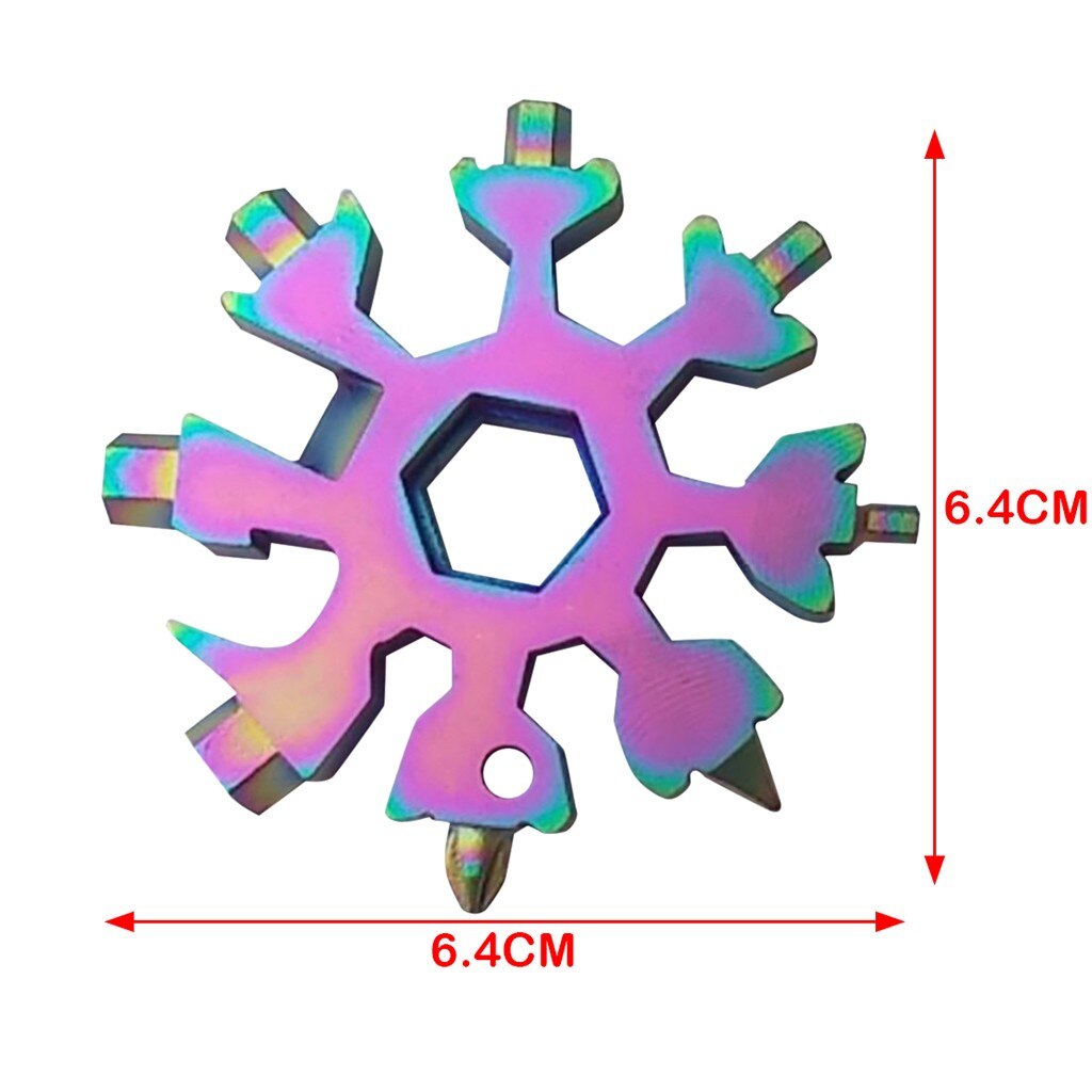 Portable 18 In 1 Mini Snowflake Multi Pocket Tool Spanner Hex Wrench Multipurpose Camp Survive Outdoor Hike Key Ring Key Chain