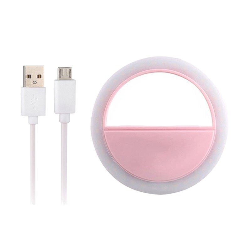 1 stücke USB Ladung FÜHRTE Selfie Ring Licht Füllen Licht Wiederaufladbare Für Handys Flash Foto Telefon Zubehör: Rosa