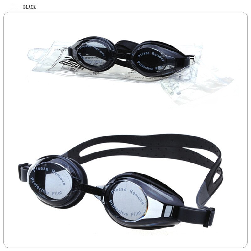 1Pcs Mannen Vrouwen Zwemmen Glazen Anti Fog Uv-bescherming Swim Brillen Professionele Galvaniseren Verstelbare Waterdicht Zwembril: black