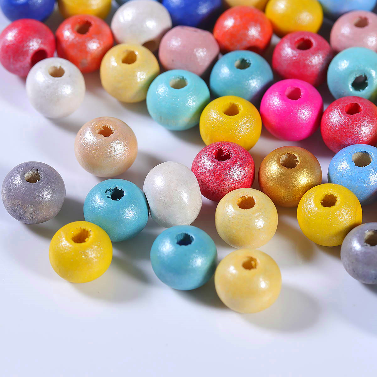 100 unids/lote 6 8MM cuentas de madera redondas naturales cuentas de madera pulidas Multicolor para fabricación de joyería DIY collar pulsera Accesorios