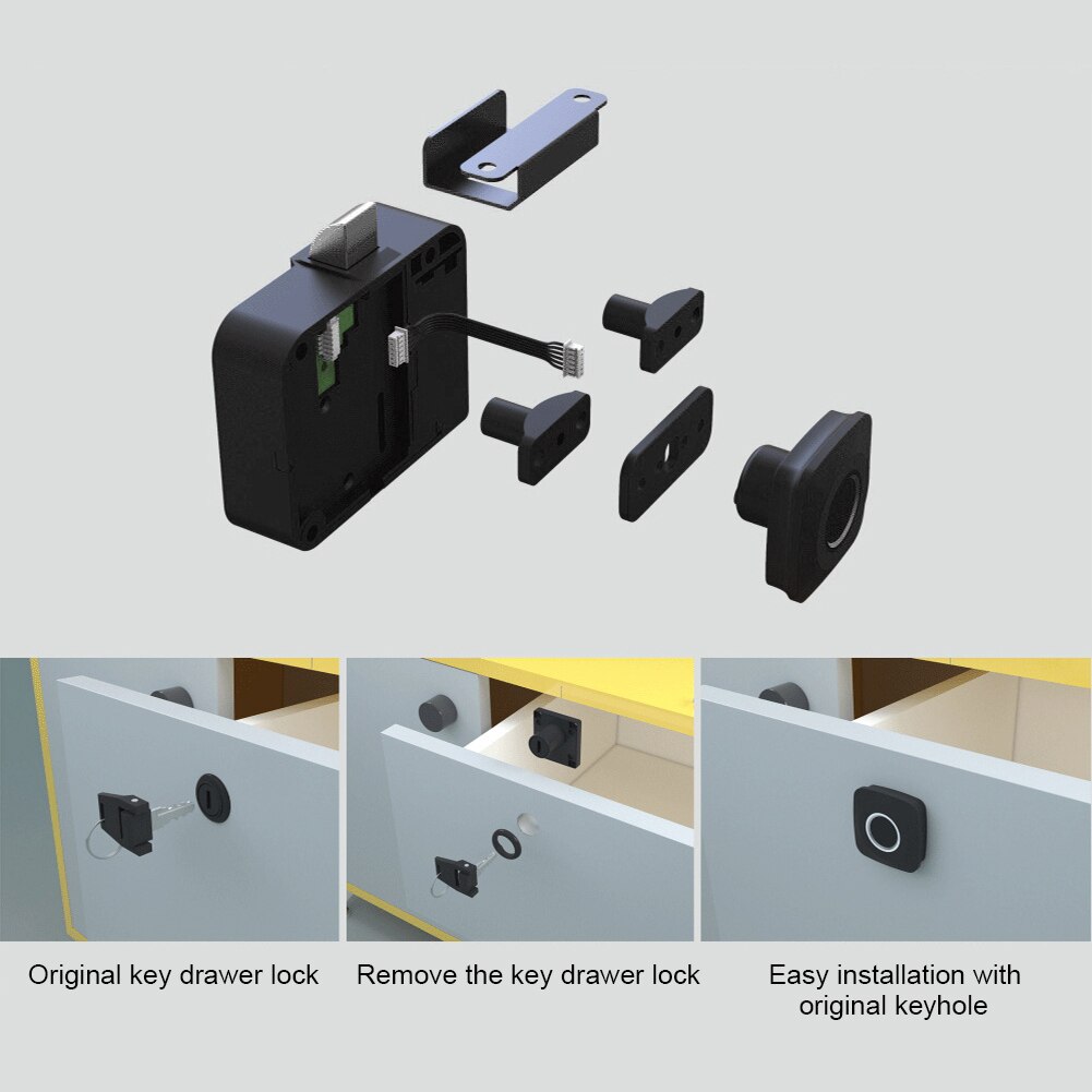 Battery Powered Easy Install Intelligent Mini Furniture Drawer Biometric Keyless ABS Anti Theft Fingerprint Cabinet Lock