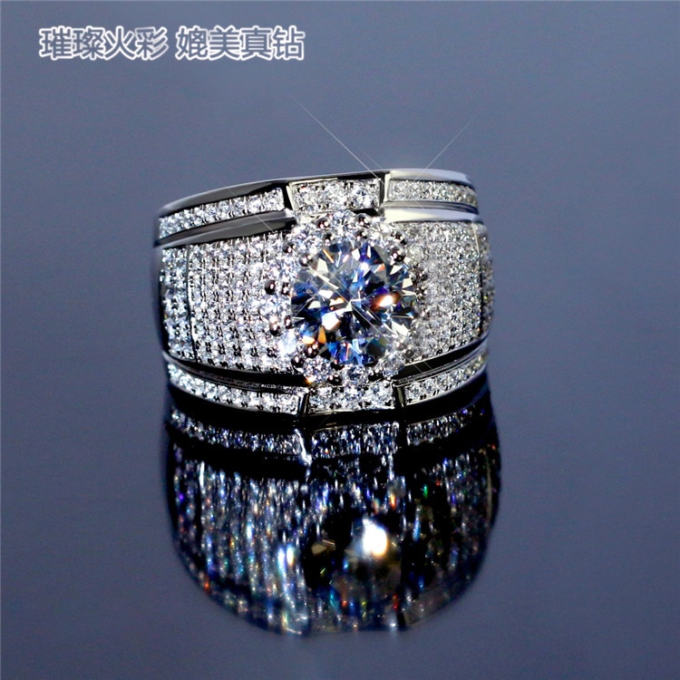 Luxury white zircon Ring Non-allergenic for Men Jewelry Wedding engagement party ring Men's rings