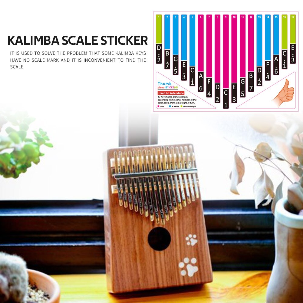 1 pçs kalimba escala adesivo polegar dedo piano nota chave adesivos para iniciante aprendiz percussão instrumento musical acessórios
