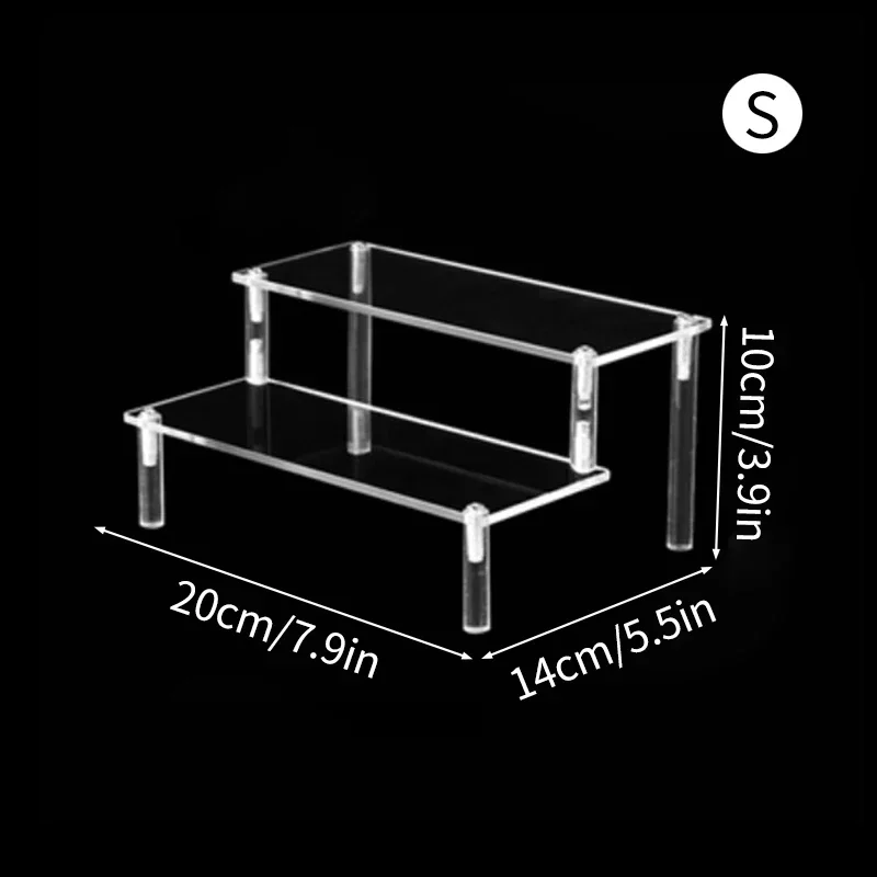 1-3 Tier Acrylic Display Stand Rack Transparent Display Riser Storage Racks Cupcake Dessert Perfume Doll Figures Organizer Shelf: Red