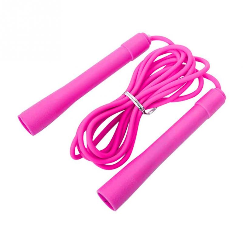 With Handle PVC Rubber Jump Rope Fitness Equipment Adjustable Length Exercise Body Building Tool: Rose Red