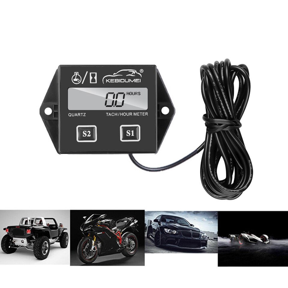 Medidor de Hora Digital, medidor de tacómetro, LCD inductivo de RPM, resistente al agua, para moto de gasolina de 2 y 4 tiempos, barcos para motos de nieve