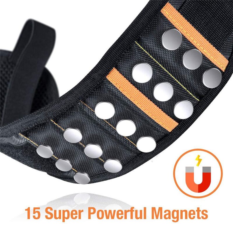 HuanQiuSensmart Magnetic Wristband Tool Holder – 5 Rows, 15 Strong Magnets – Ideal Gift For Men, Dad, DIYers - View #7