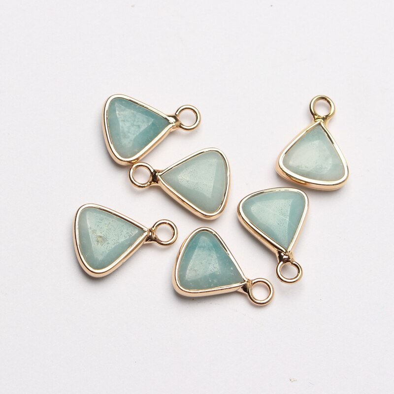 Natural Stone Charms Mini Triangle Birthstone Pendant Charms 11*15mm 2pcs/lot For DIY Jewelry Making Accessories: Green