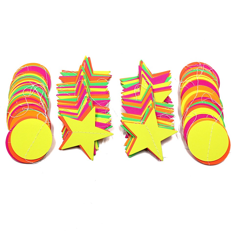 Fluorescent Paper String Party Luminous Birthday Paper Garlands Round Five-star Pendant Glow Party Supplies Night Party Favor