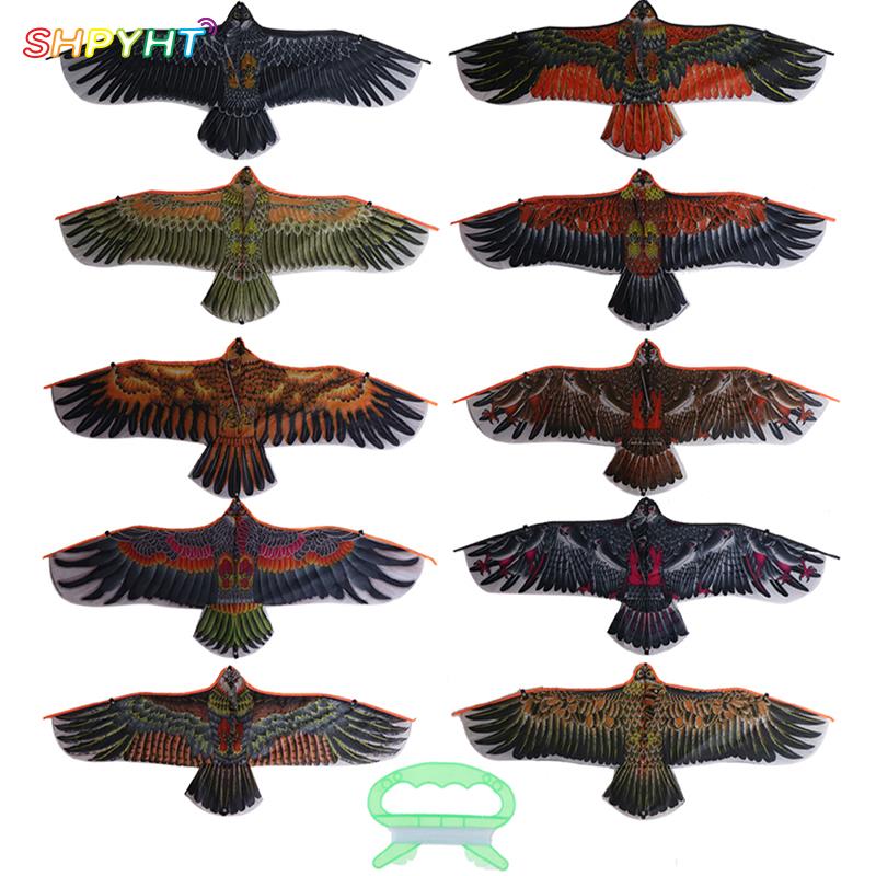 1.1m plana águia pipa com 30 metros de linha pipa crianças voando pássaro pipas windsock brinquedos ao ar livre jardim pano brinquedos para crianças giftnew