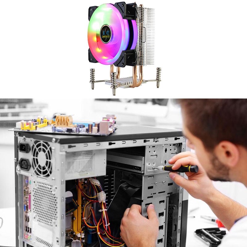 CPU Kühler RGB CPU Kühler Extrem Leise Kühler Fan für LGA X79 X99 X299 (3Pin 4Pin Einzigen Dual fan) computer Lüfter