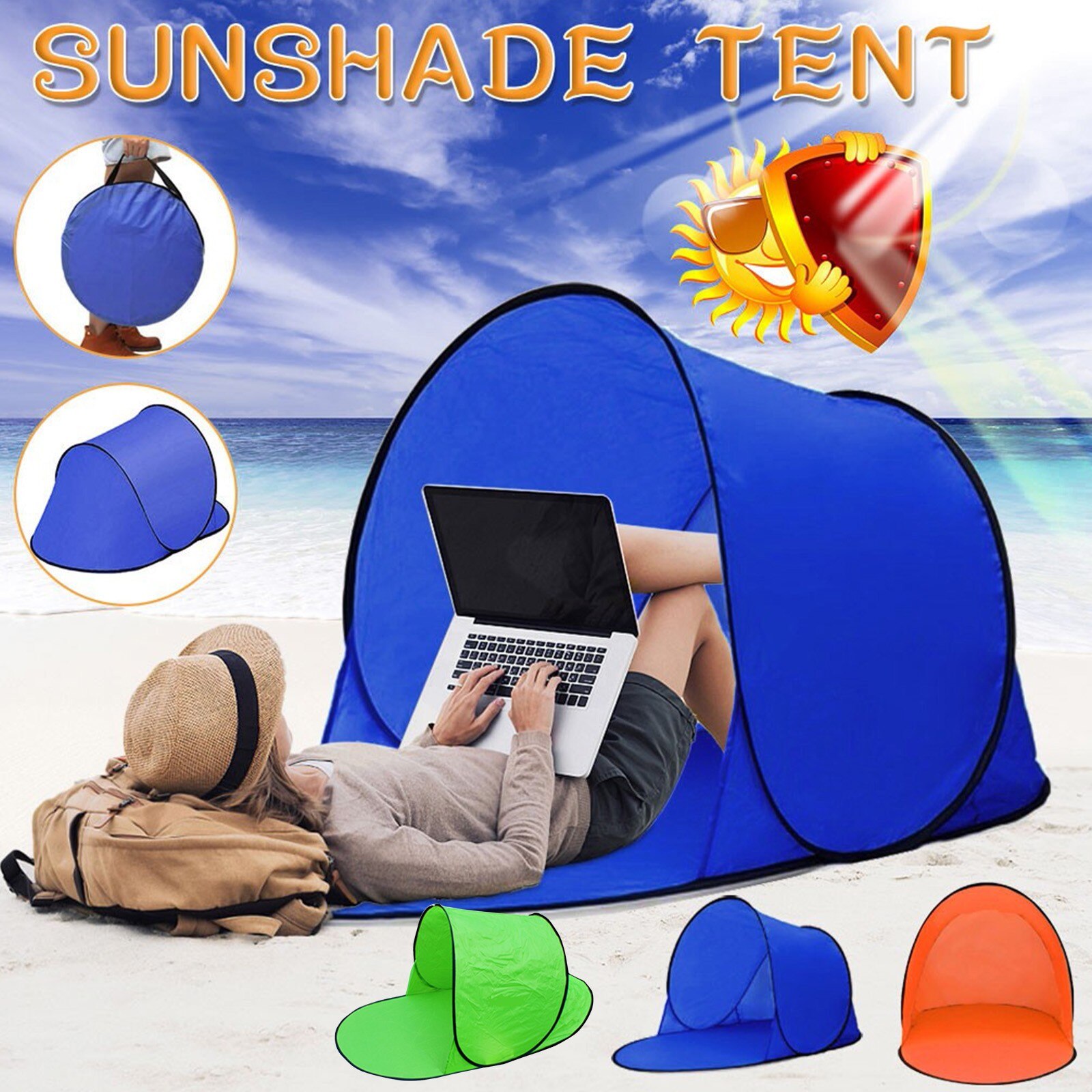 Automatic Outdoor Camping Tent Pop-Up Quick Open Tent Portable Outdoor Waterproof Tent Summer Sea Sun Shelters Awning Sunshade