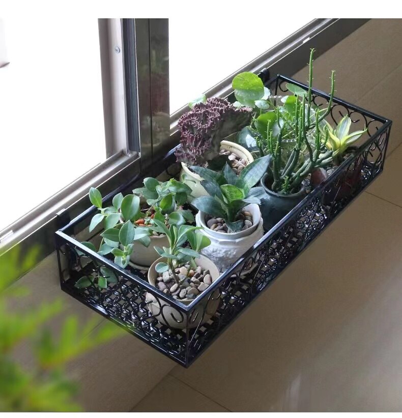 Hanging Rack Organizer Flower Pot Storage Basket Rack Closet Holders Balcony Rail Planter Shelf Fence Railing Flower Pots Holder