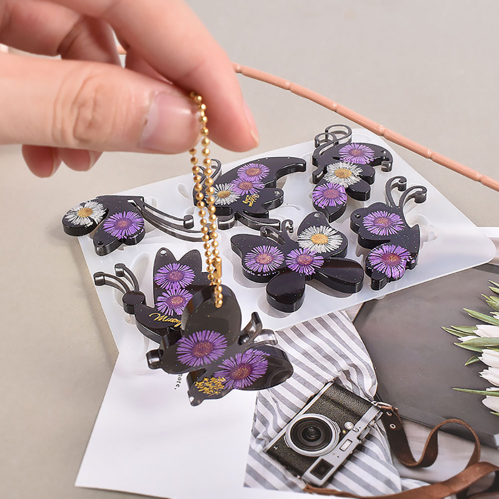Voor Plezier Epoxyhars Siliconen Mal Forsleutelhanger Hanger Vlinder Ketting En Oorbellen Diy Ambachten Sieraden Ornamenten Maken Ambachten
