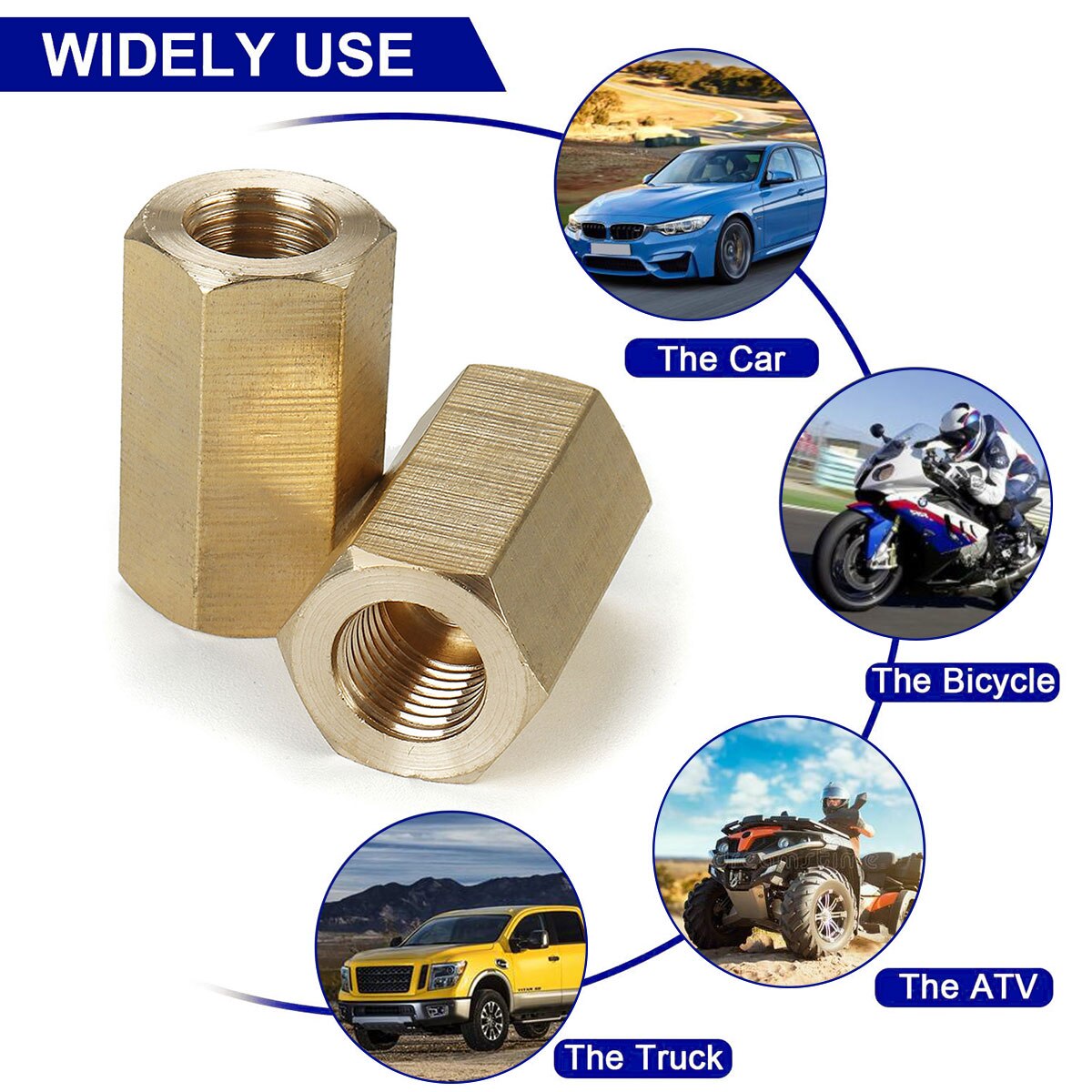 5PCS Inverted Flare Brass Brake Line Union Fitting For 3/16" OD Tube Hydraulic 3/8"-24 Threads Car Motorcycle Accessories