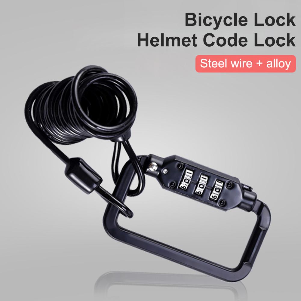 Portable Motorcycle Helmet Lock Cable Heavy Duty Combination Lock Carabiner For Motorbike Bicycle Helmet