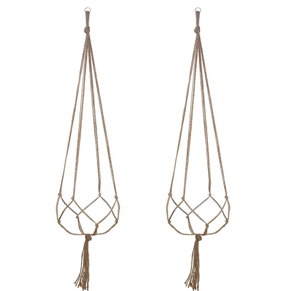 #h30 hängande korgar blomkruka växthållare kruka makrame växthängare hängande kruka korg jute rep flätad hantverksdekor: B