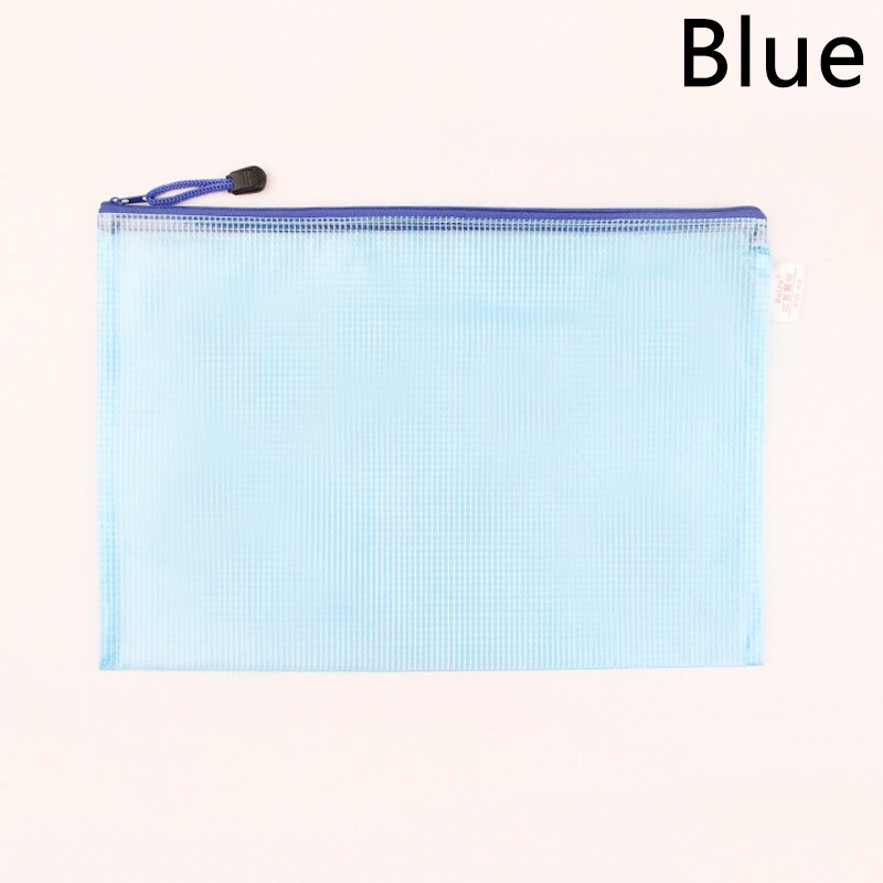 A3/A4/A5/A6 Gridding Waterproof Zip Document Bag High Capacity Transparent Zipper Pencil Case Stationery School Office Supplies: Blue / A3