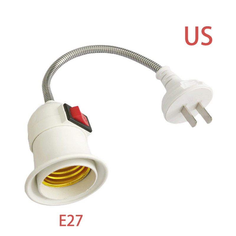 1PC E27 Socket Adapter LED Light To EU/US Plug Holder Converter ON/OFF Practical Lamps Accessories For Bulb Camera Base: US-2
