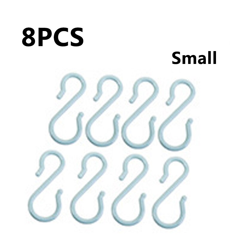 Opbevaring kroge kroge 3 farve opbevaringsartikler s formet plast multifunktion 1 sæt bøjle bøjler kroge til hjemmet forsyninger: Himmelblå lille